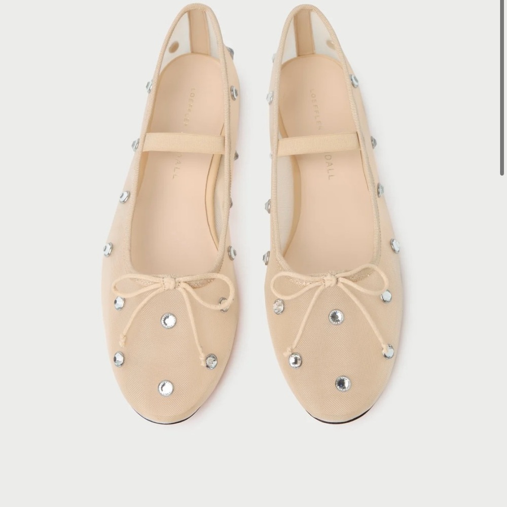 Loeffler Randall Leonie Caramel/Crystal Ballet Flat size 8